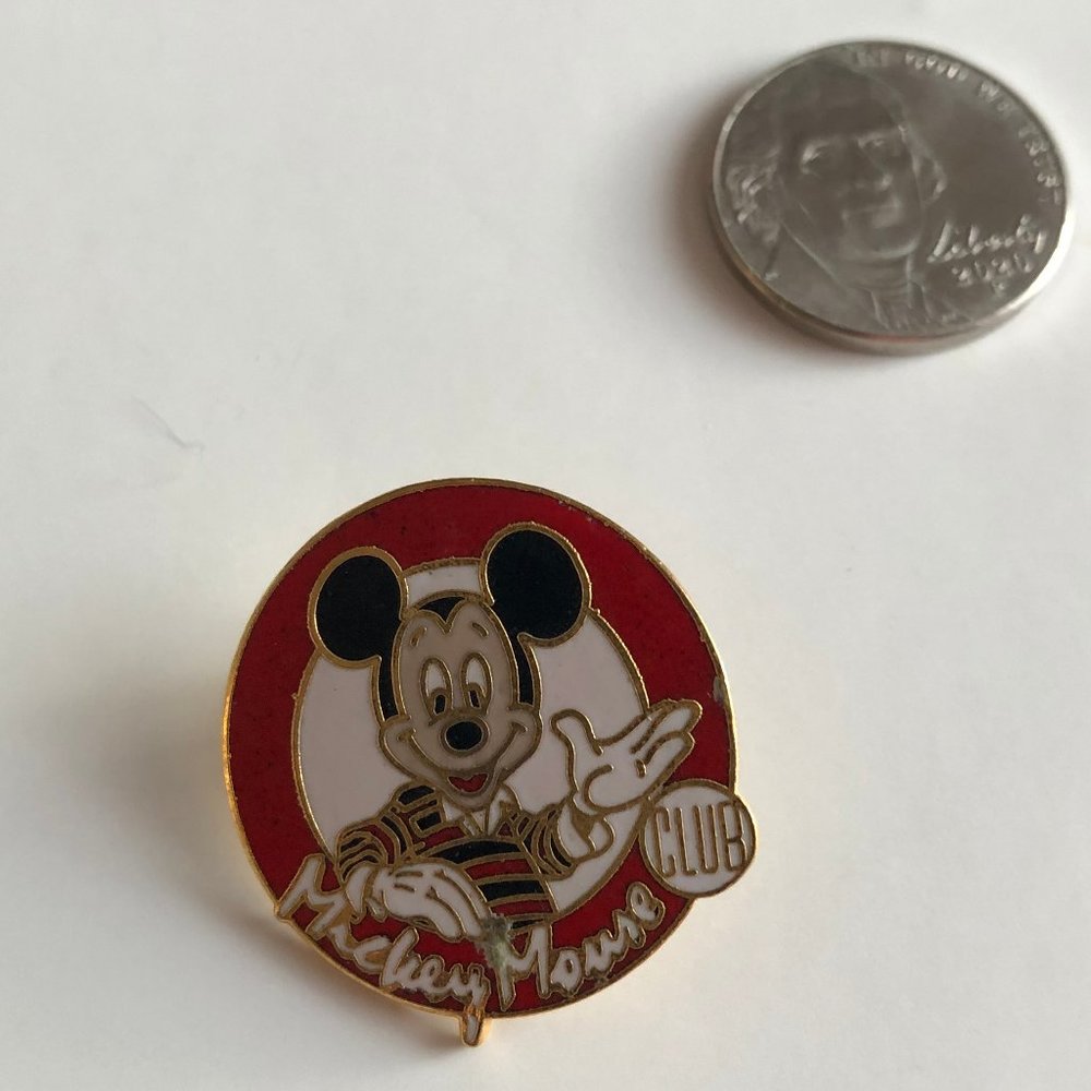 Disney Mickey Mouse Club Pin Red Black Rugby Shirt